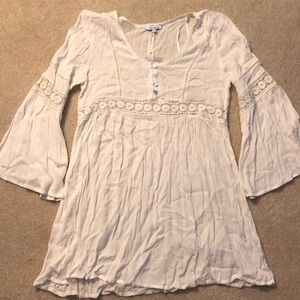 White bathing suit cover up w/ crochet detail